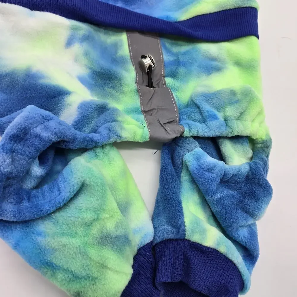 Tie Dye Dog Jumpsuit Coat Blue Green XL Fox Terrier Jack Russell Reflective NEW!